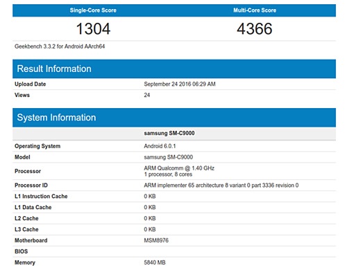 samsung galaxy c9 cấu hình dự kiến