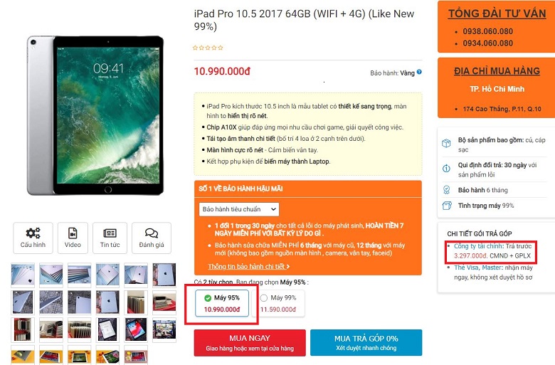 gia ipad pro 10.5 likenew