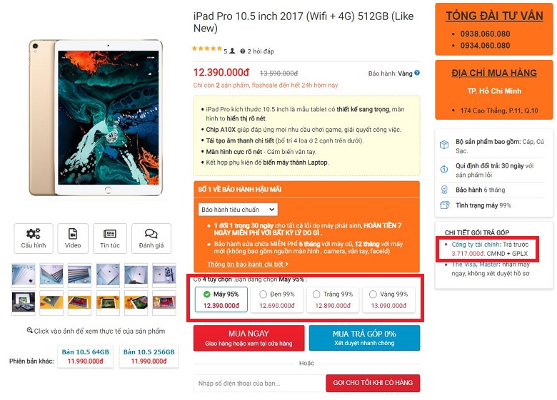 giá ipad pro 10.5 512gb cũ