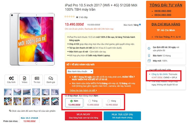gias ipad pro 10.5 512gb mới