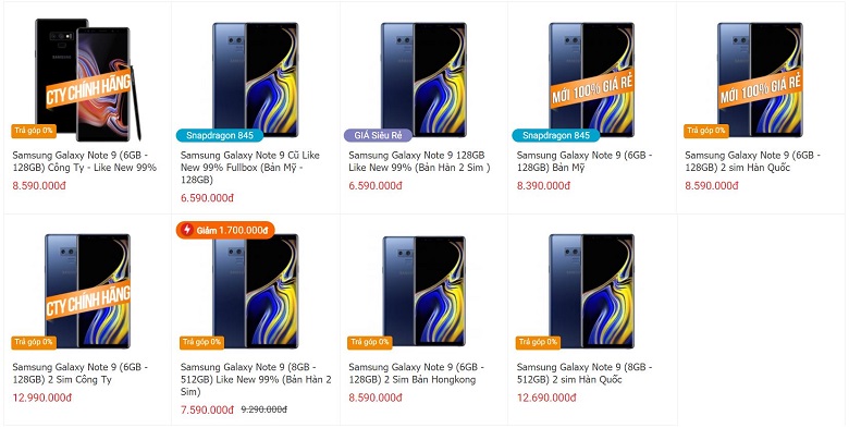 Giá Samsung Galaxy Note 9