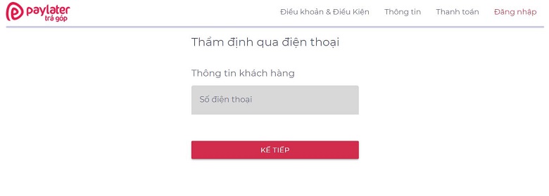 điền thông tin đặt hàng trả góp paylater