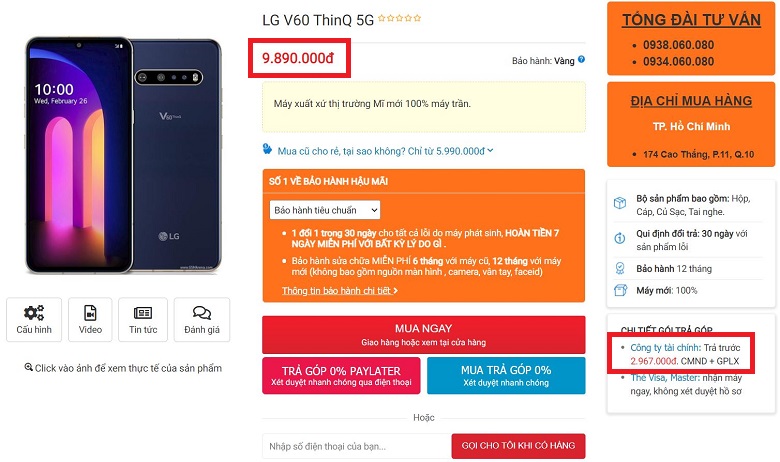 đặt mua lg v60 thinq 5g