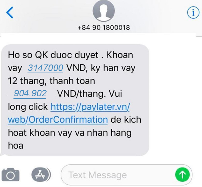 tin nhắn xác nhận