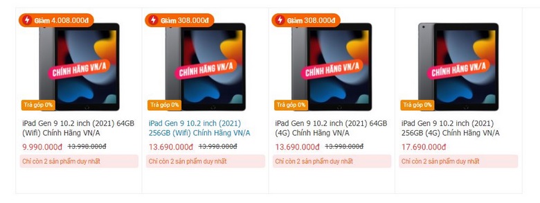 giá bán iPad Gen 9