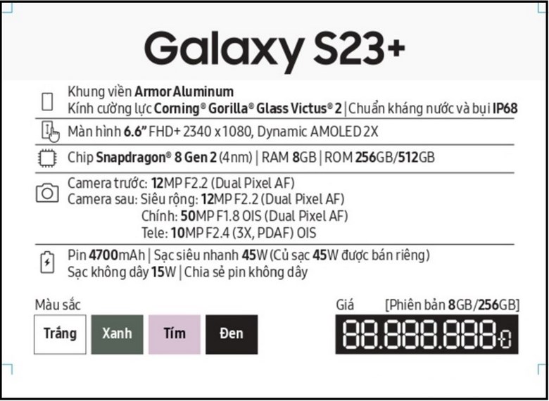 cấu hinh Samsung Galaxy S23+