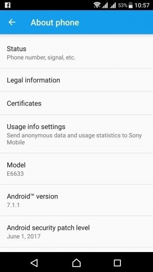 điện thoại Sony được cập nhật Android 7.1.1 Nougat