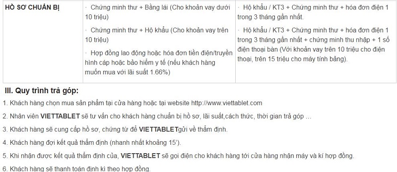 Thủ tục mua trả góp iPhone 6