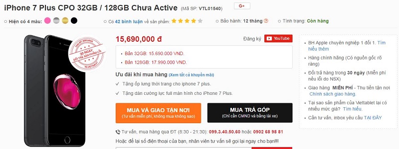 Đặt mua iPhone 7 Plus CPO