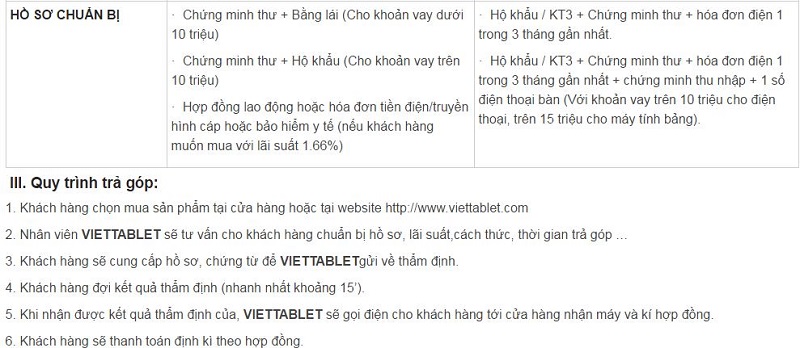 Quy trình mua trả góp iPhone 7
