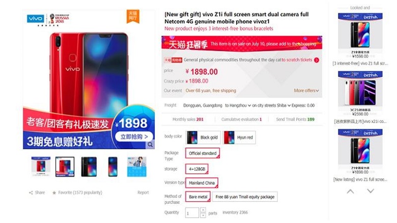 vivo z1i giá bán