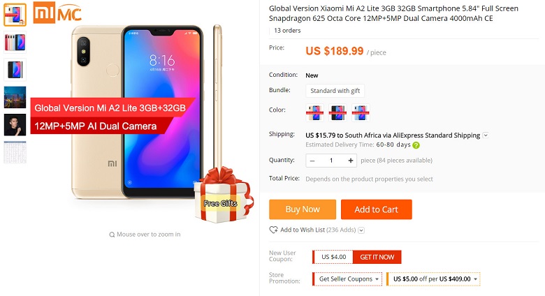 giá bán xiaomi Mi A2