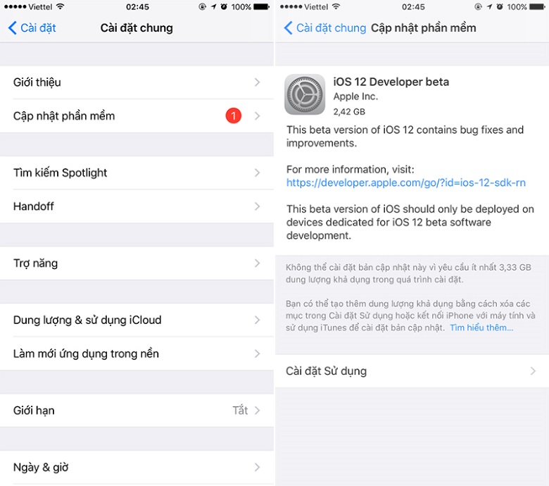 iOS 12 Public beta 2 bản thử nghiệm