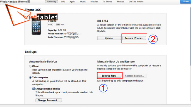 restore iphone
