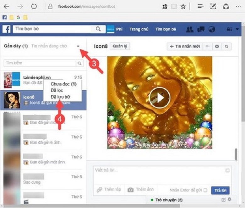 cách phục hồi tin nhắn facebook bước 3