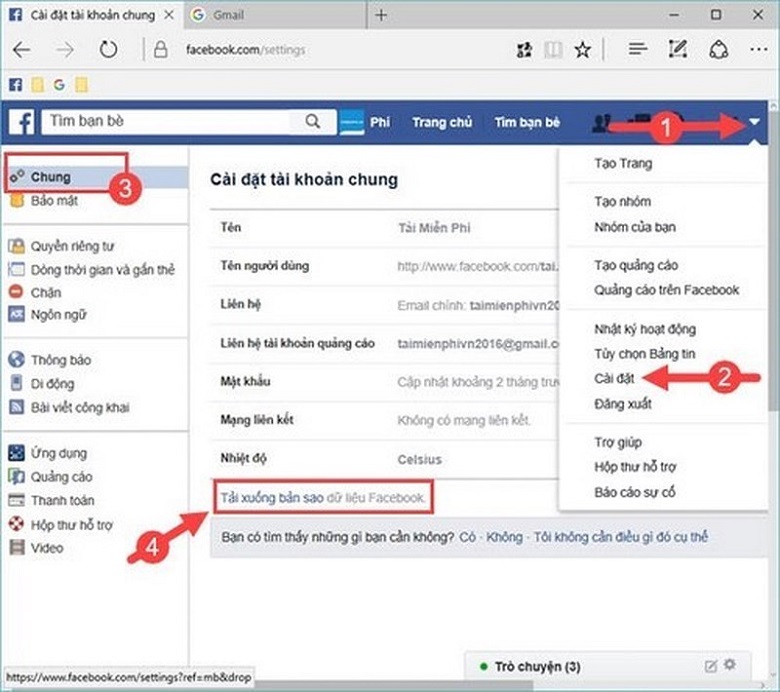cách phục hồi tin nhắn facebook cách 2
