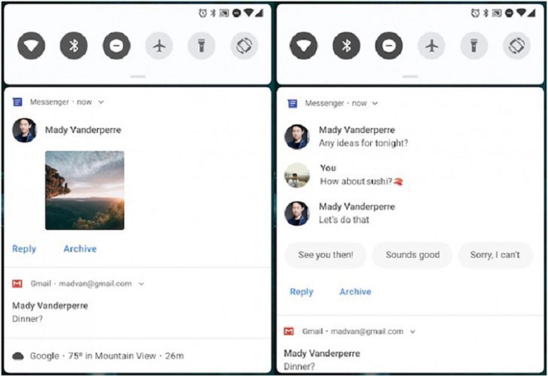 Android Pie khung thông báo