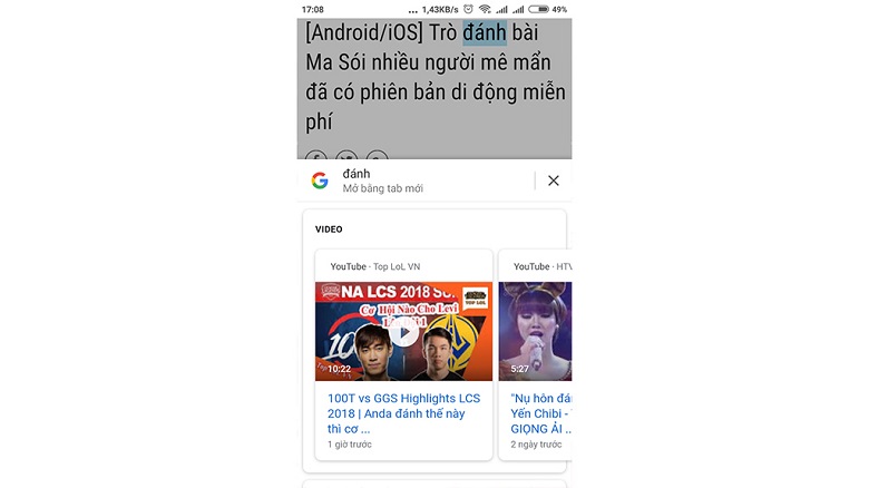 tìm kiếm từ khoá trên chrome