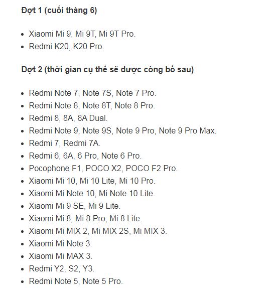 list MIUI 12