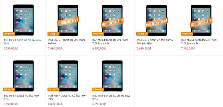 giá iPad Mini 4