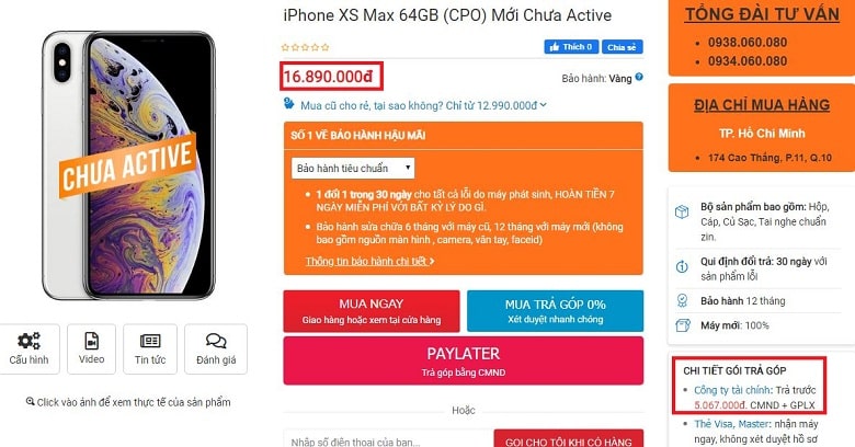giá iPhone Xs Max CPO