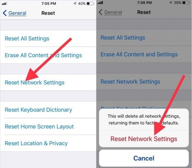 Reset cài đặt mạng