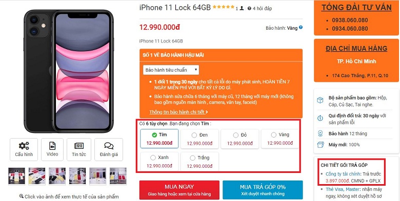 đặt mua iPhone 11 lock 