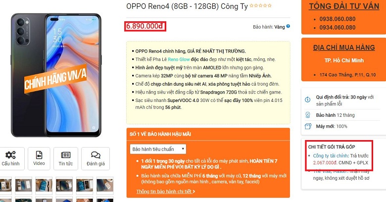 giá OPPO Reno4 