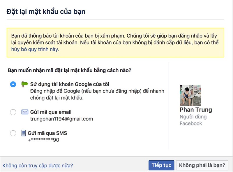 tk fb bị hack khôi phục
