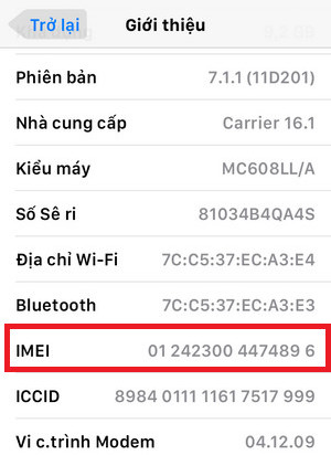 kiểm tra imei iphone 6 lock